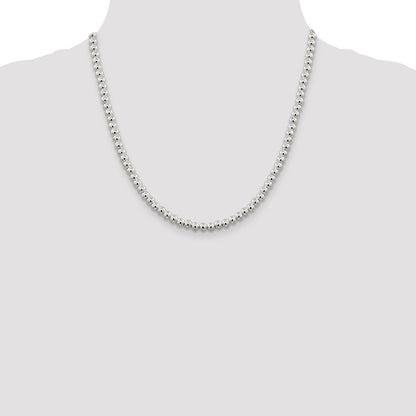 Sterling Silver 5mm Beads on Box Chain Necklace