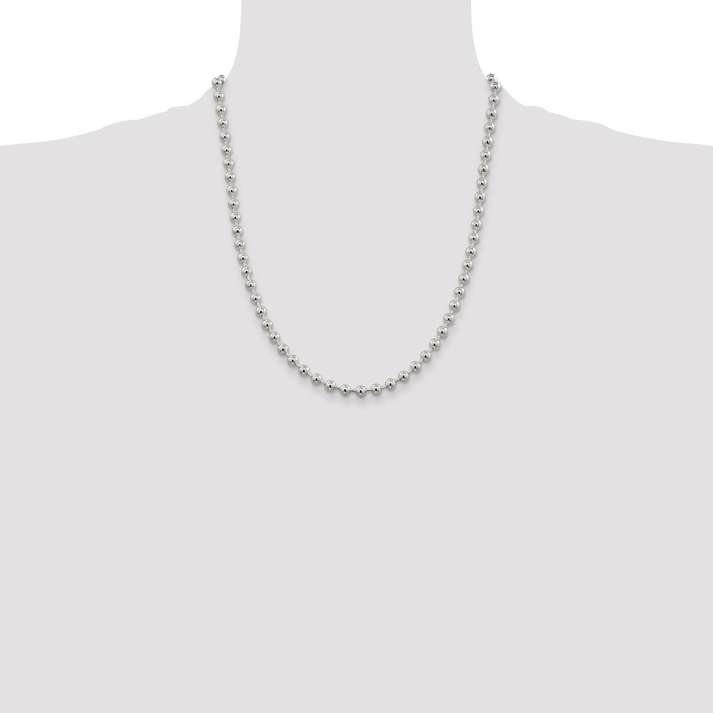 Sterling Silver 5mm Beaded Chain Necklace