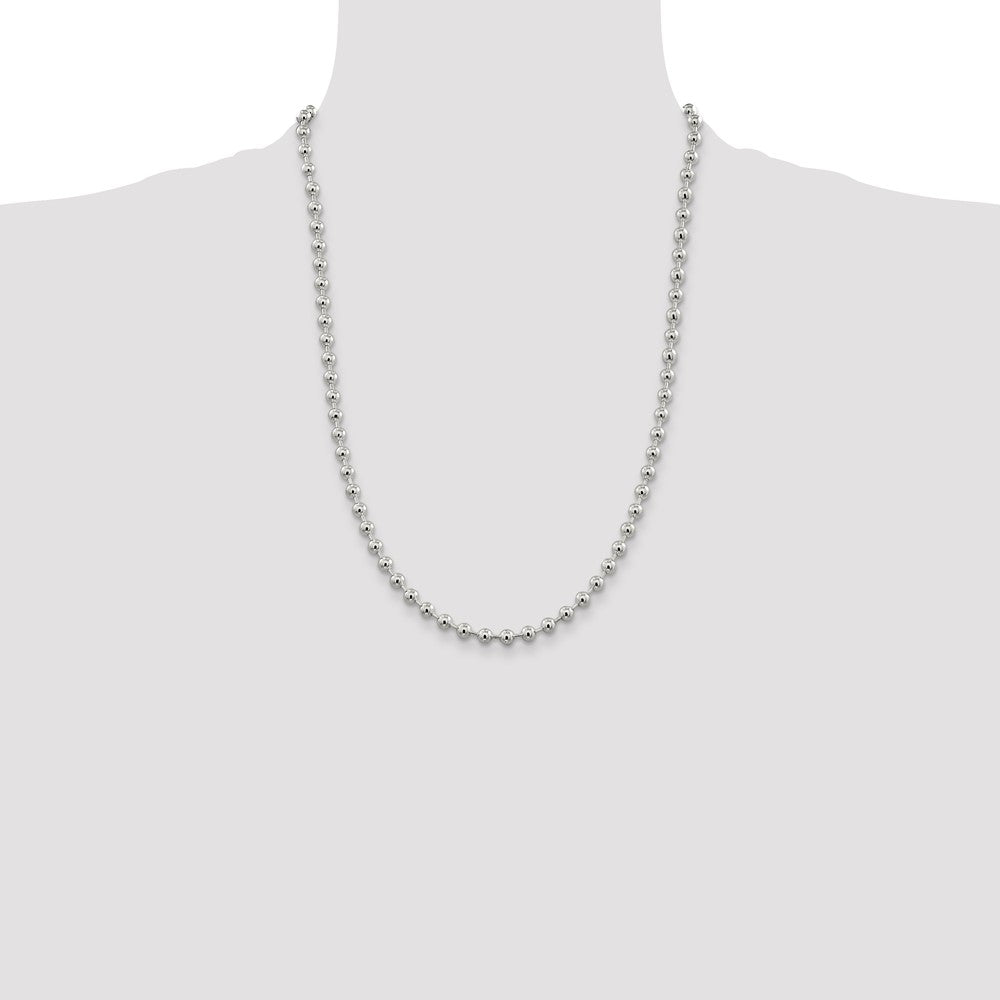Sterling Silver 5mm Beaded Chain Necklace
