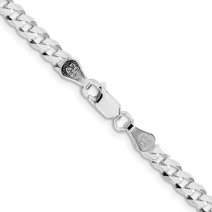 Sterling Silver Rhodium-plated 4.7mm Flat Curb Chain Necklace 26"
