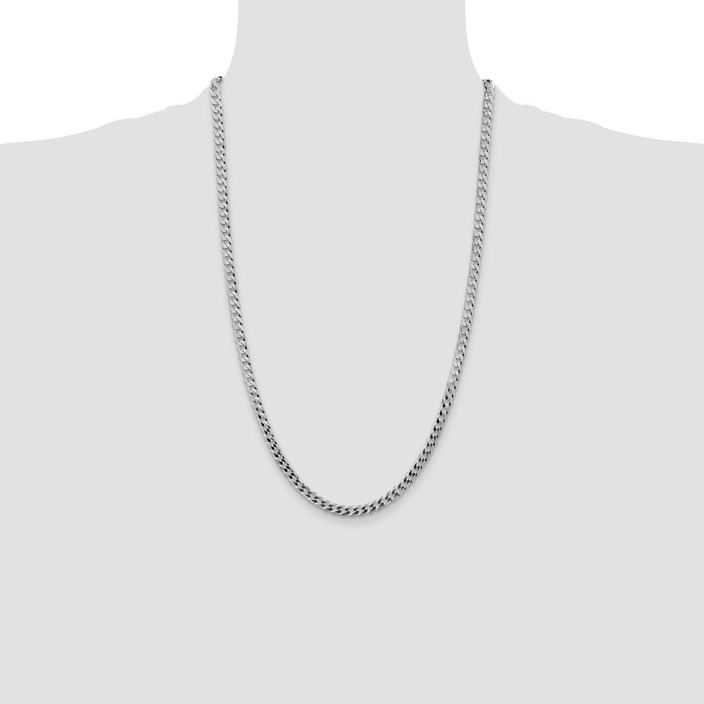 Sterling Silver Rhodium-plated 4.7mm Flat Curb Chain Necklace 26"