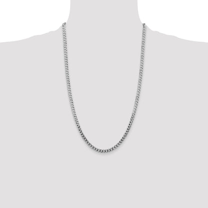 Sterling Silver Rhodium-plated 4.7mm Flat Curb Chain Necklace 26"