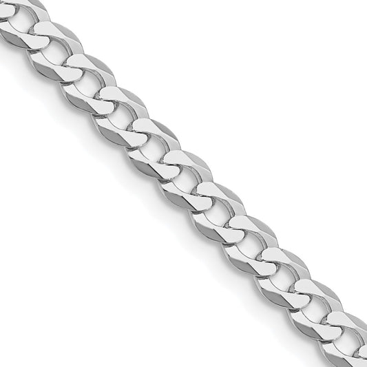 Sterling Silver Rhodium-plated 4.7mm Flat Curb Chain Necklace 26"