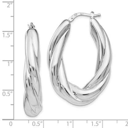 Sterling Silver RH-plated Polished Hoop Earrings