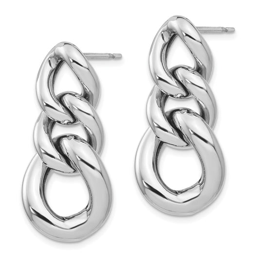 Sterling Silver RH-plated Polished Dangle Earrings