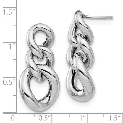 Sterling Silver RH-plated Polished Dangle Earrings