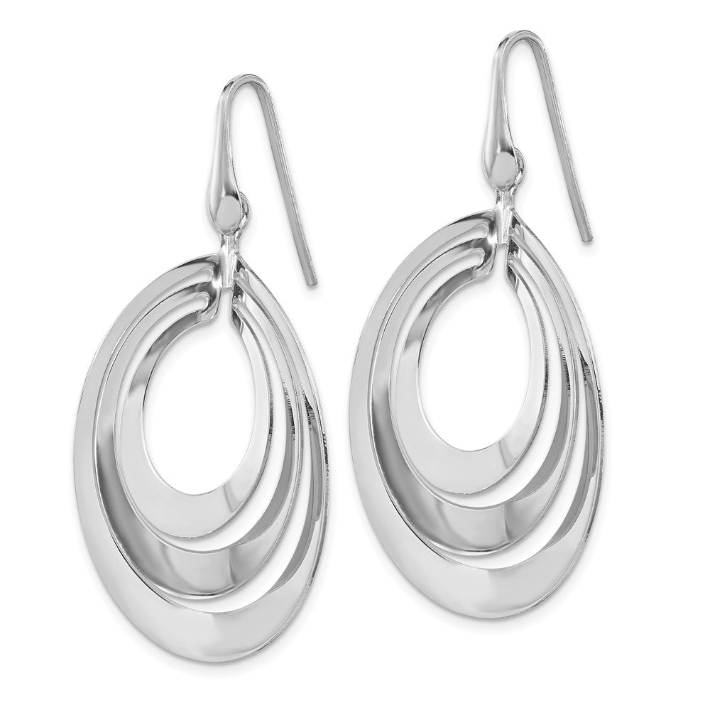 Sterling Silver Rhodium-plated Polished and Brushed Dangle Earrings