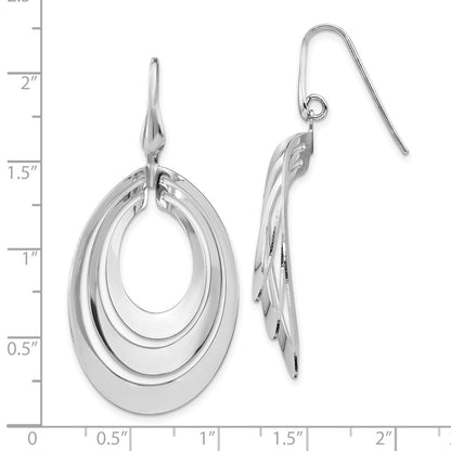 Sterling Silver Rhodium-plated Polished and Brushed Dangle Earrings