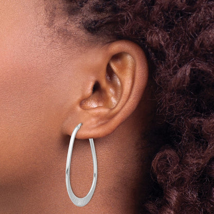 Sterling Silver Rhodium-plated Etched Hoop Earrings