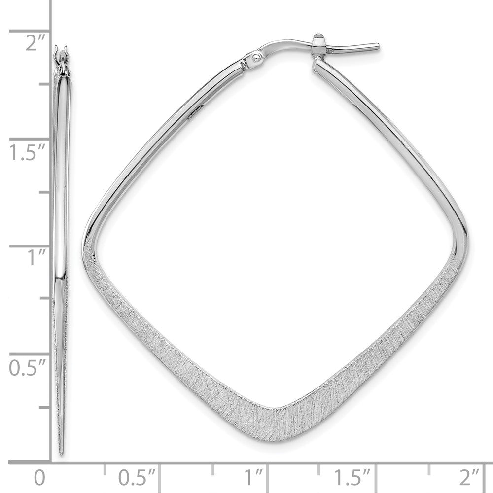 Sterling Silver Rhodium-plated Etched Square Hoop Earrings