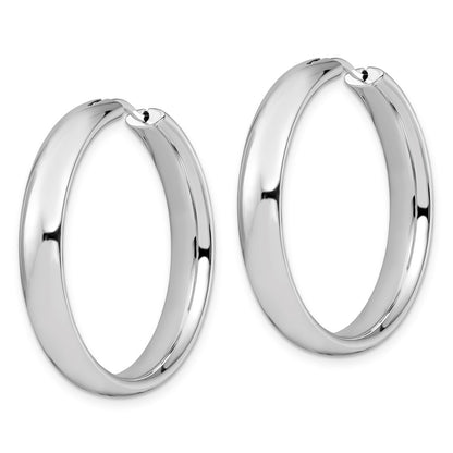 Sterling Silver Rhodium-plated 6mm Half Round Tube Earrings