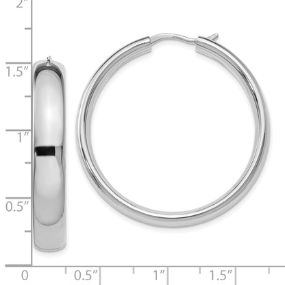Sterling Silver Rhodium-plated 6mm Half Round Tube Earrings