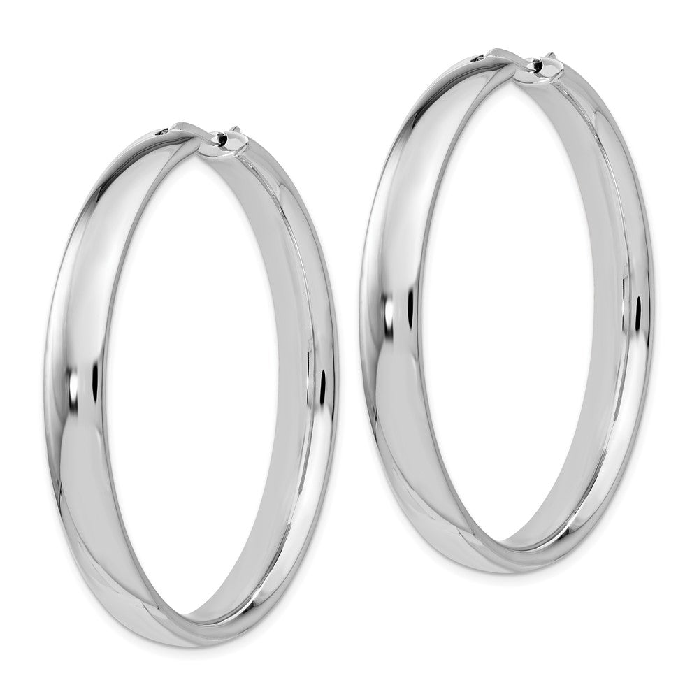 925 Sterling Silver Rhodium-plated 6mm Half Round Tube Earrings