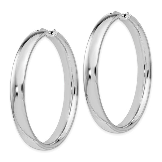 925 Sterling Silver Rhodium-plated 6mm Half Round Tube Earrings