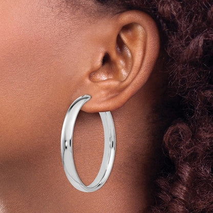 925 Sterling Silver Rhodium-plated 6mm Half Round Tube Earrings