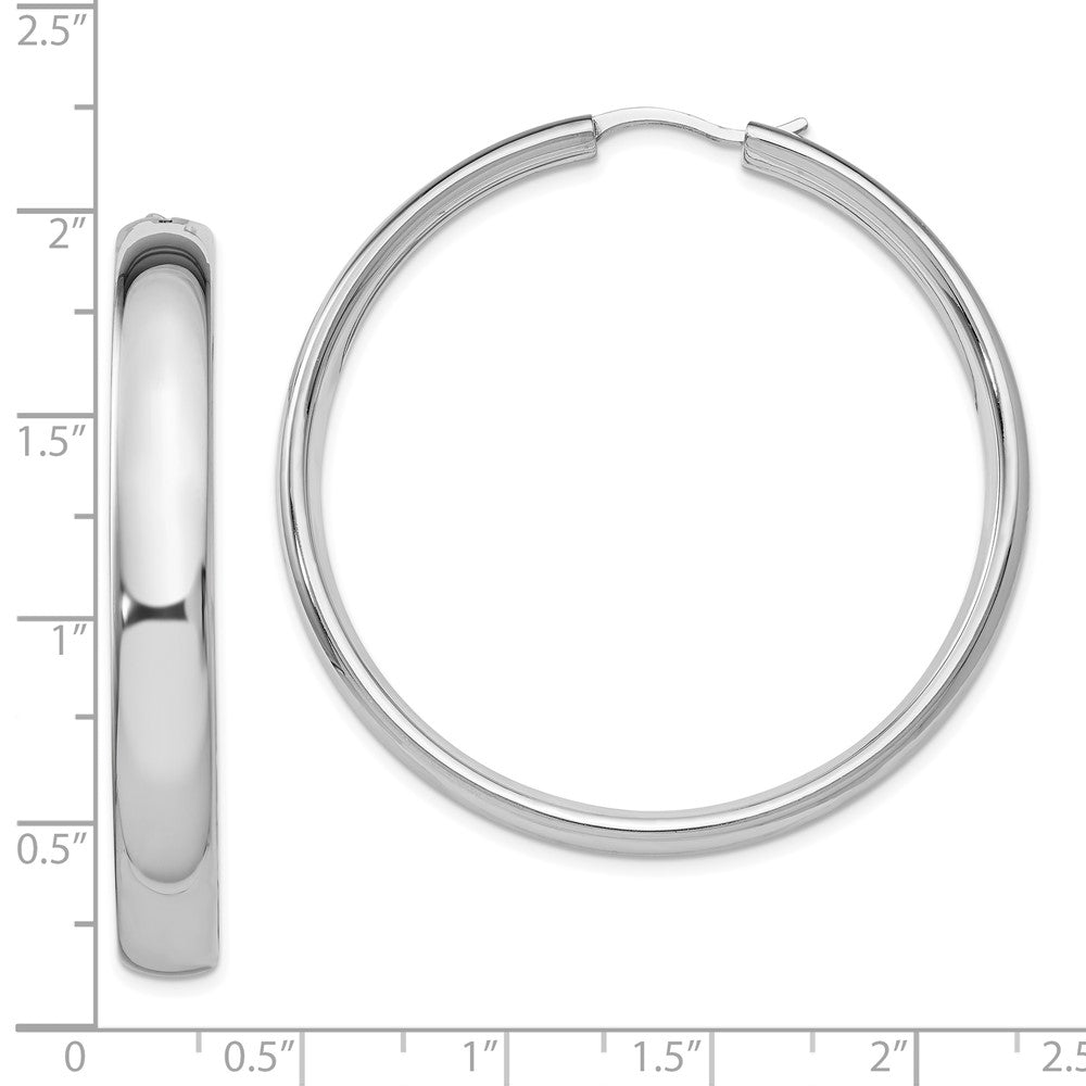 925 Sterling Silver Rhodium-plated 6mm Half Round Tube Earrings