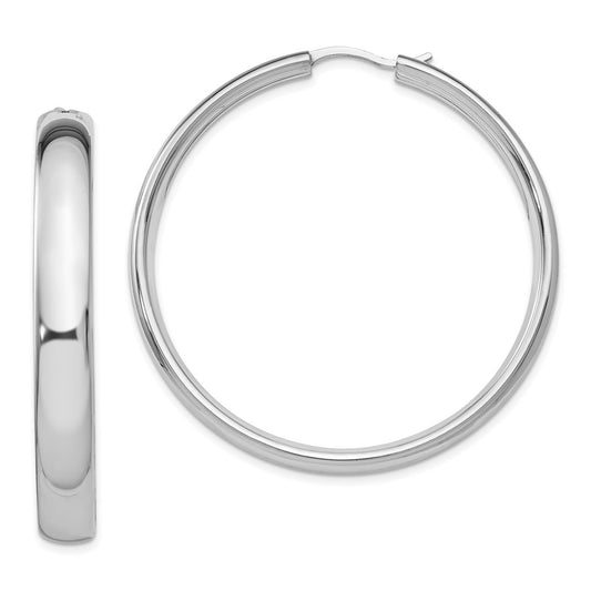 925 Sterling Silver Rhodium-plated 6mm Half Round Tube Earrings
