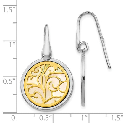 Sterling Silver Gold-tone Mother of Pearl Dangle Earrings