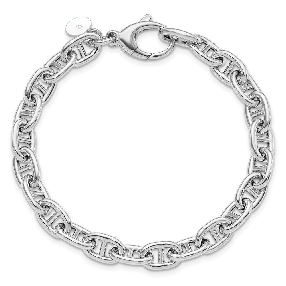 925 Sterling Silver 5.42mm Rhodium-plated Polished Fancy Link Bracelet 8 inch
