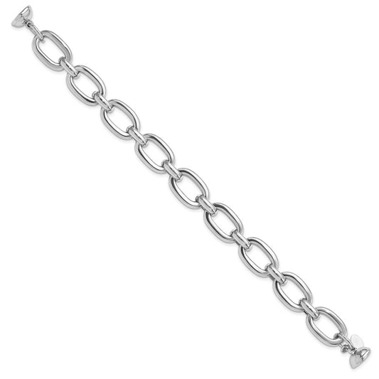 925 Sterling Silver 9.72mm Rhodium-plated Polished Fancy Link Bracelet 8 inch