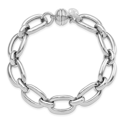 925 Sterling Silver 9.72mm Rhodium-plated Polished Fancy Link Bracelet 8 inch