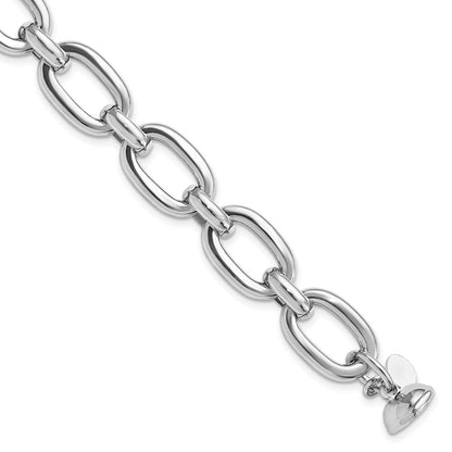 925 Sterling Silver 9.72mm Rhodium-plated Polished Fancy Link Bracelet 8 inch