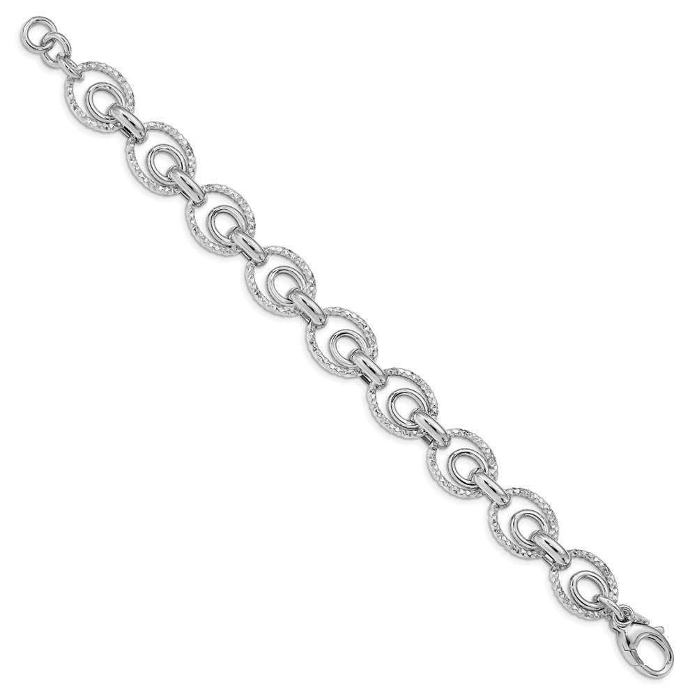 925 Sterling Silver 13.4mm Rhodium-plated D/C Polished Bracelet 7.5 inch