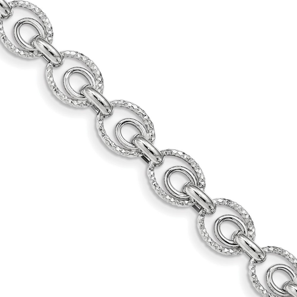 925 Sterling Silver 13.4mm Rhodium-plated D/C Polished Bracelet 7.5 inch