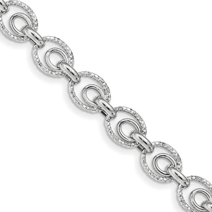 925 Sterling Silver 13.4mm Rhodium-plated D/C Polished Bracelet 7.5 inch