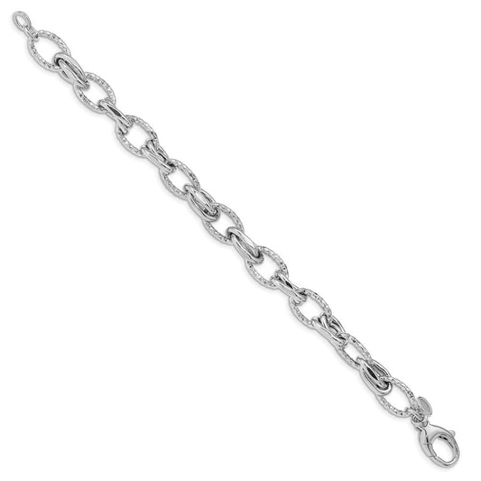 925 Sterling Silver 9.5mm Rhodium-plated D/C Polished Bracelet 7.5 inch