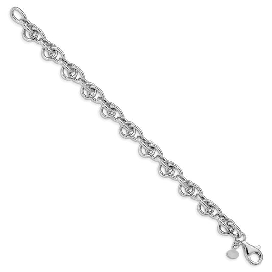 925 Sterling Silver 9.25mm Rhodium-plated Polished Fancy Link Bracelet 7.5 inch