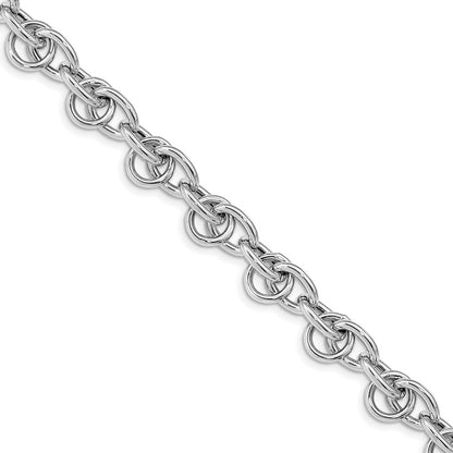 925 Sterling Silver 9.25mm Rhodium-plated Polished Fancy Link Bracelet 7.5 inch