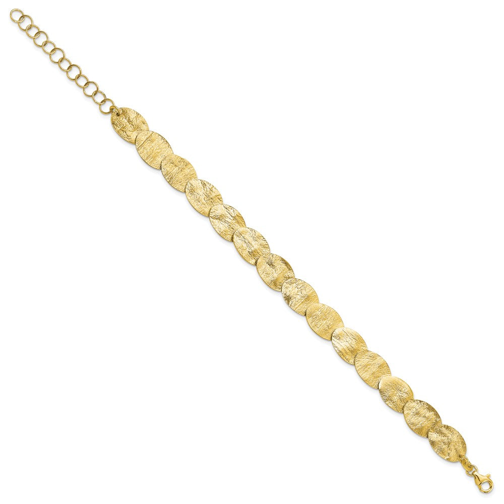 925 Sterling Silver 10mm Gold-tone Textured Bracelet 7 inch