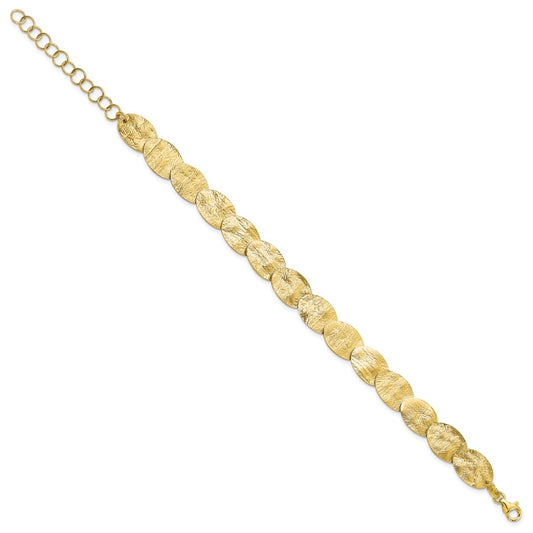925 Sterling Silver 10mm Gold-tone Textured Bracelet 7 inch