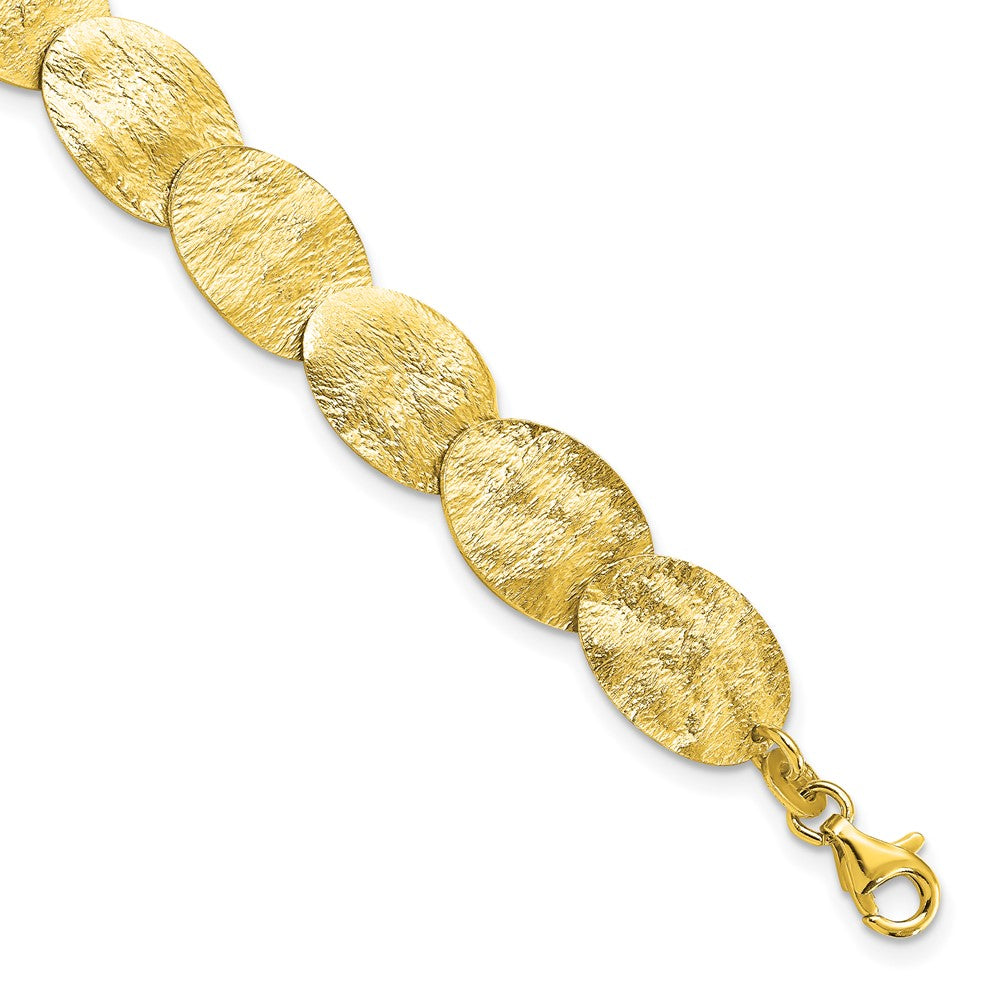 925 Sterling Silver 10mm Gold-tone Textured Bracelet 7 inch