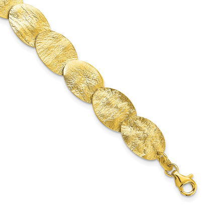 925 Sterling Silver 10mm Gold-tone Textured Bracelet 7 inch