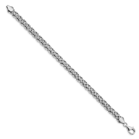 925 Sterling Silver 6.5mm Rhodium-plated Fancy Bracelet 7.5 inch