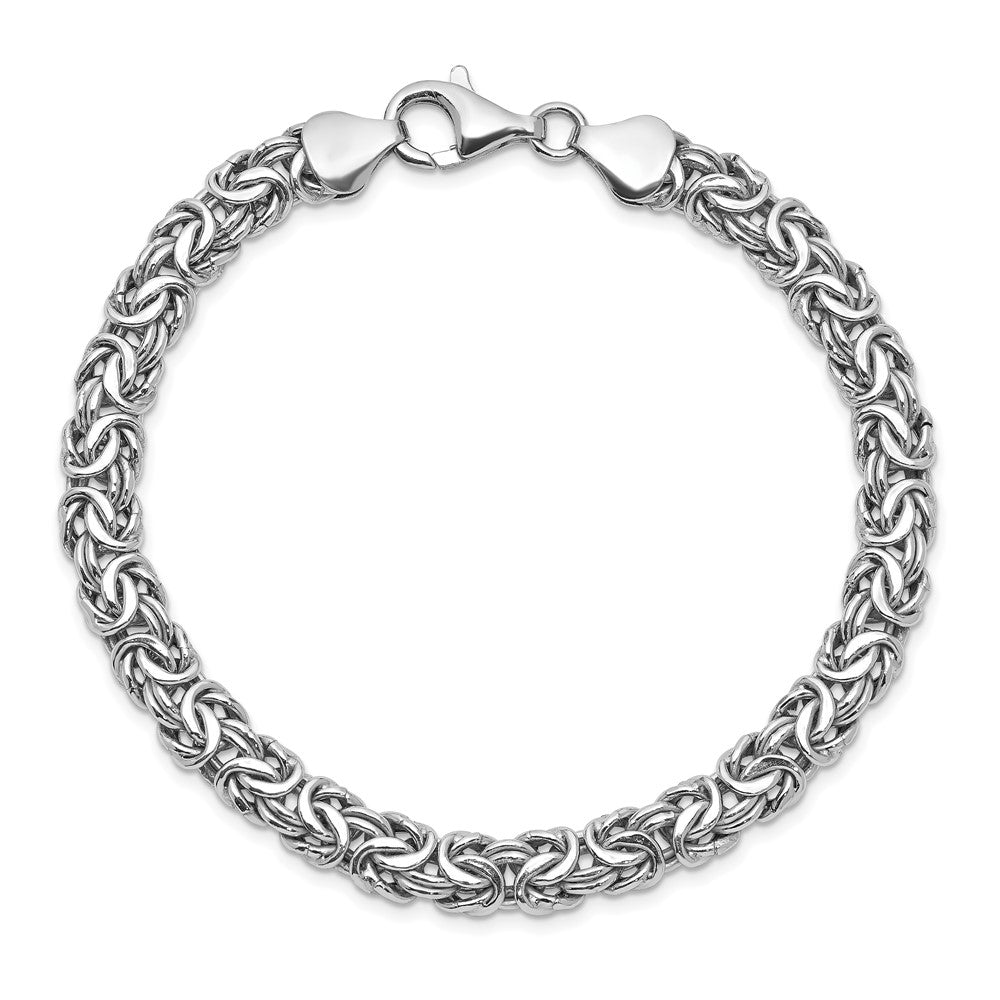 925 Sterling Silver 6.5mm Rhodium-plated Fancy Bracelet 7.5 inch