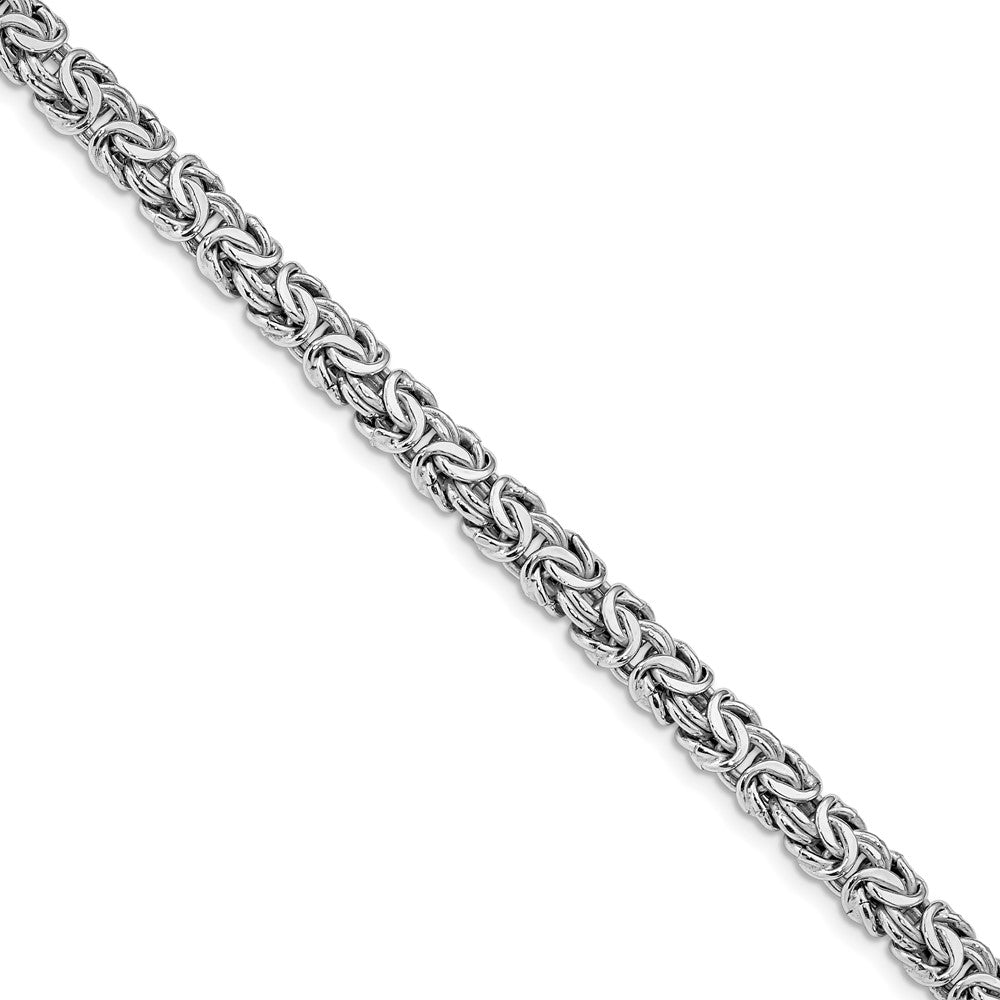925 Sterling Silver 6.5mm Rhodium-plated Fancy Bracelet 7.5 inch