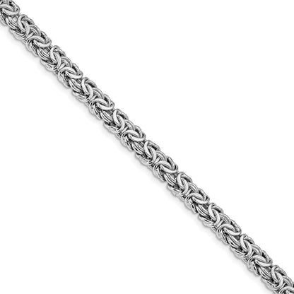 925 Sterling Silver 6.5mm Rhodium-plated Fancy Bracelet 7.5 inch