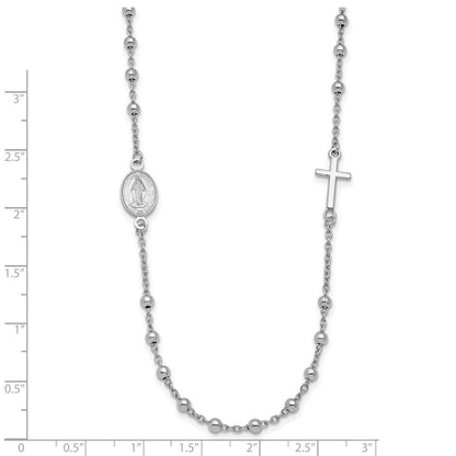 Sterling Silver Rhod-pl Cross and Miraculous Medal Necklace 24.5"