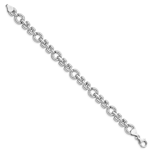 925 Sterling Silver 9.84mm Rhodium-plated Polished Link Bracelet 7.5 inch