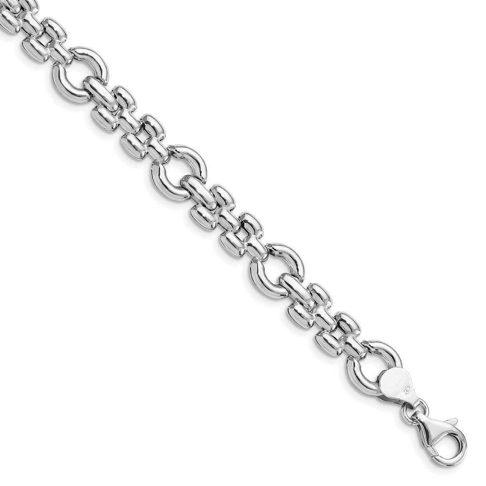925 Sterling Silver 9.84mm Rhodium-plated Polished Link Bracelet 7.5 inch
