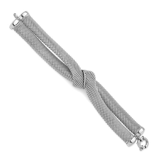 925 Sterling Silver 12.5mm Rhodium-plated Cubic Zirconia Knot Bracelet 8 inch