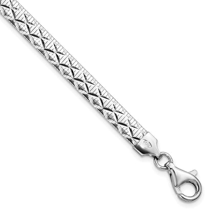 925 Sterling Silver Rhodium-plated Polished Textured Reversible Bracelet 7.5 inch