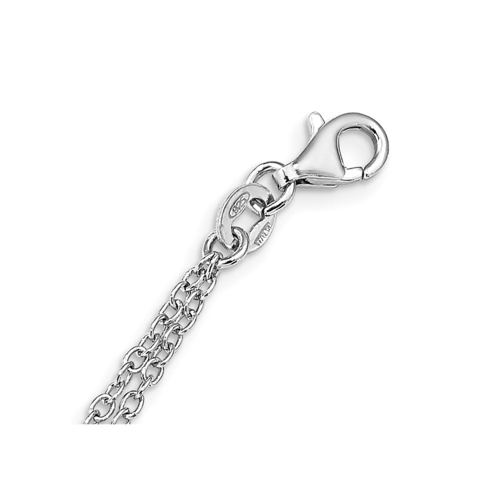 Sterling Silver Rhod-pl Cubic Zirconia Cross Multi-strand Necklace 16"