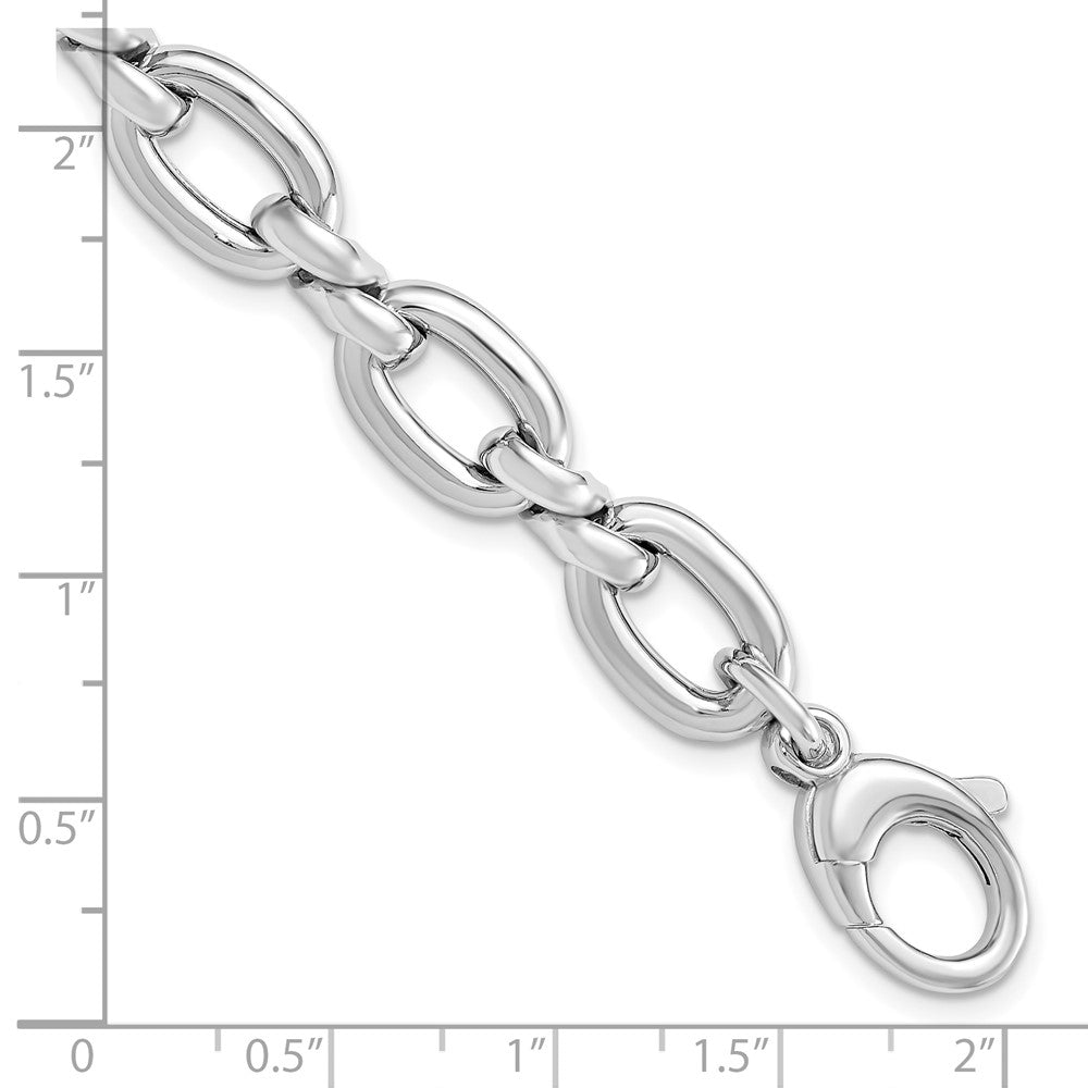 925 Sterling Silver 10mm RH-plate Polished Link Bracelet 8 inch
