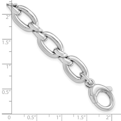 925 Sterling Silver 10mm RH-plate Polished Link Bracelet 8 inch
