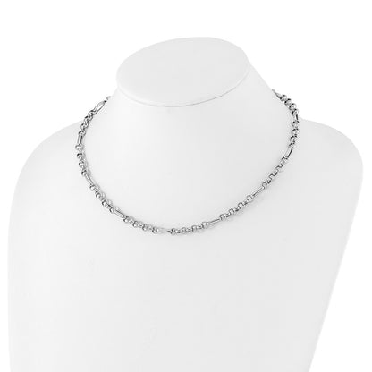 Sterling Silver Rh-plated Polished Fancy Link Necklace 18"