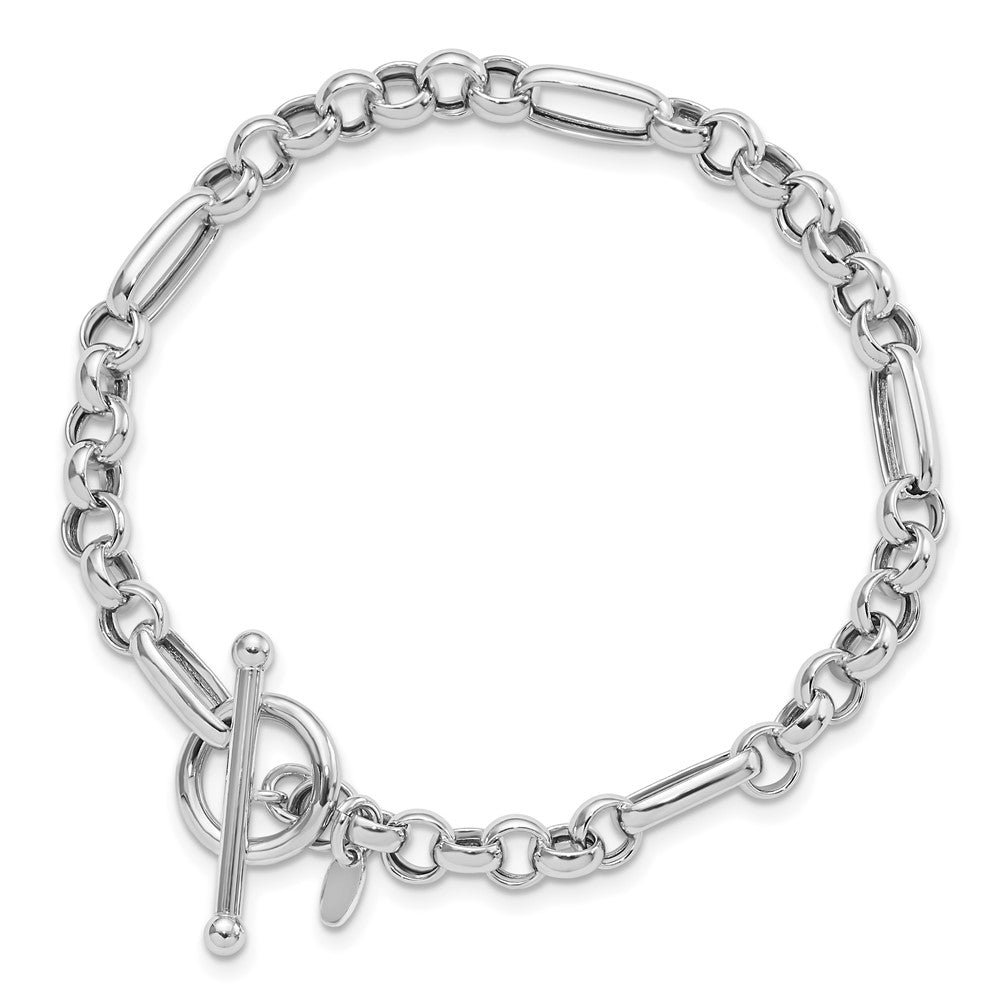 925 Sterling Silver 5mm Rhodium-plated Polished Fancy Link Bracelet 7.5 inch